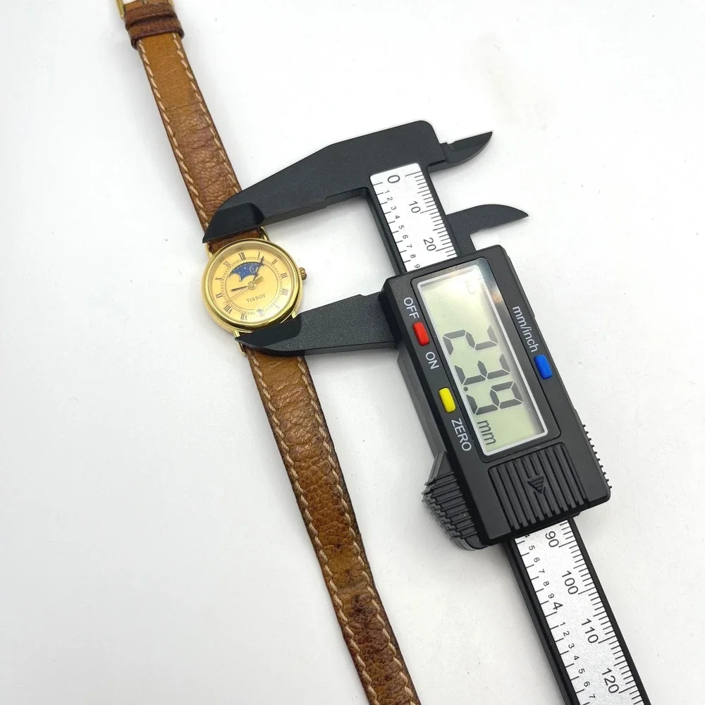 Tissot C220 Moonphase Watch Date Gold Tone Roman Numeral Brown Leather Strap